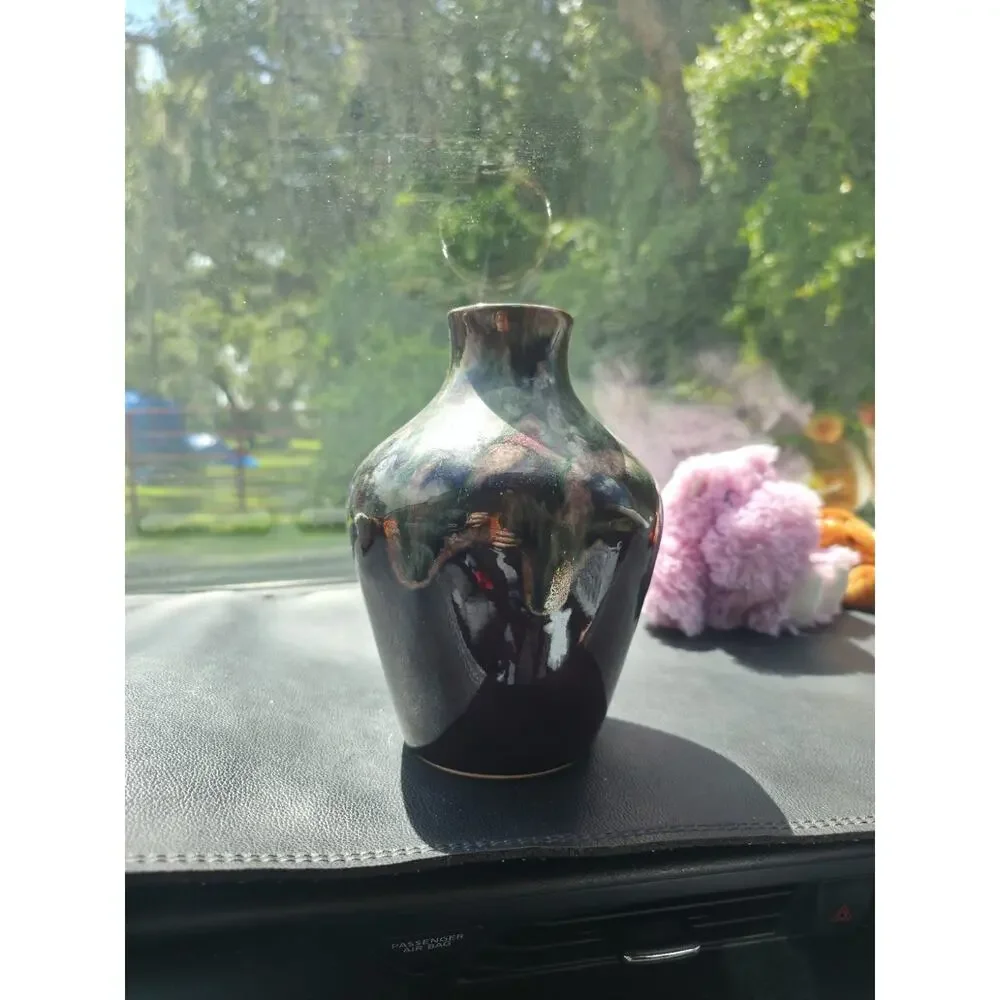 Vintage Beauceware Canada Art Pottery Vase 1661 MCM Green Drip Luster Glaze